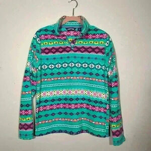 Lands End Girl’s Polar Fleece 1/4 Zip Pullover Size Large (14-16) Fair Isle